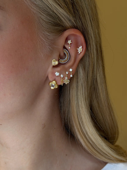 Gold Rengi 925 Ayar Gümüş Piercing