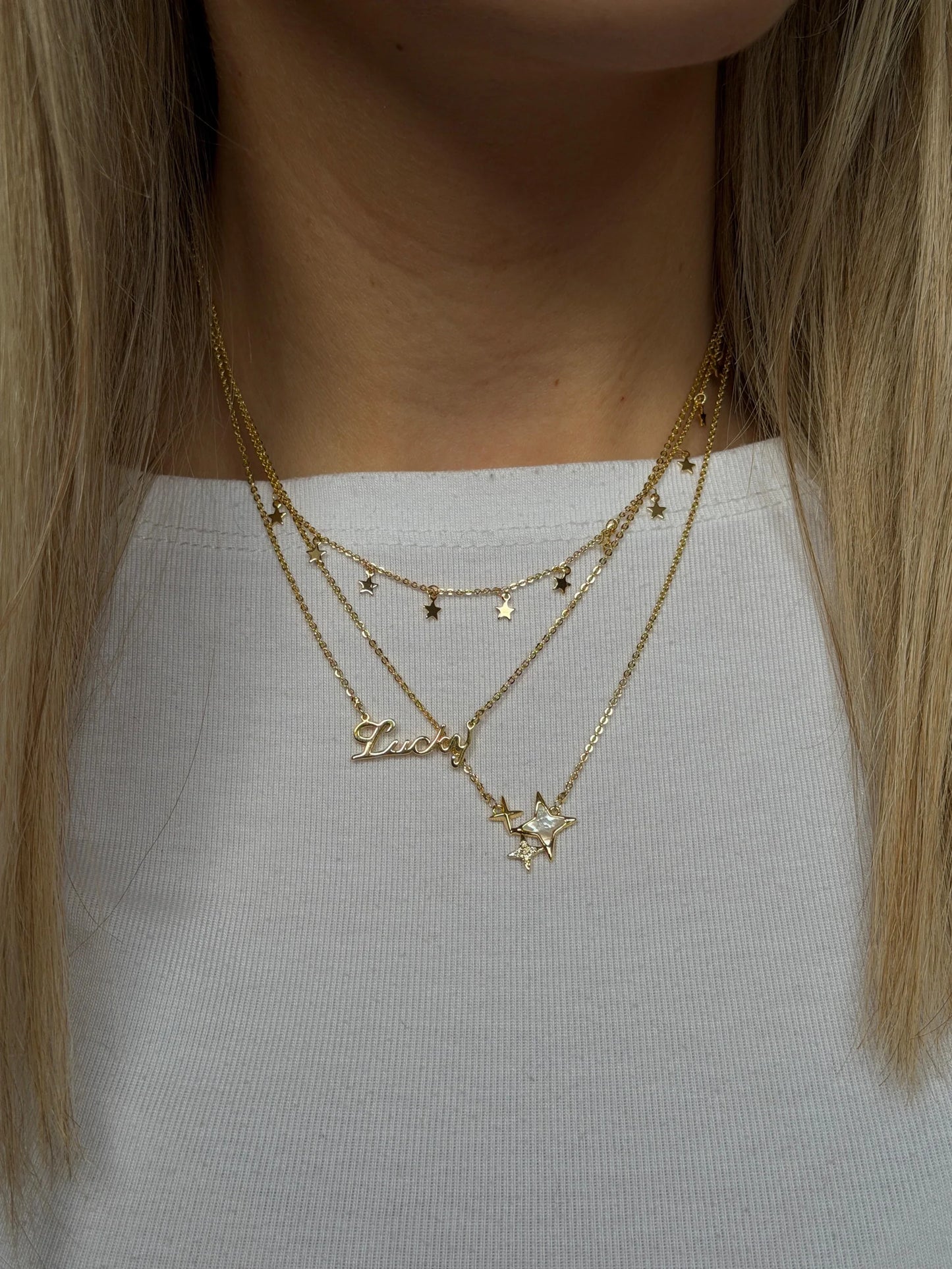 Gold Rengi Parıltı Model Kadın Kolye