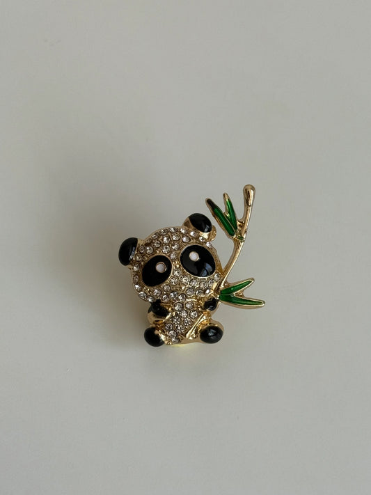 Taşlı Panda Broş
