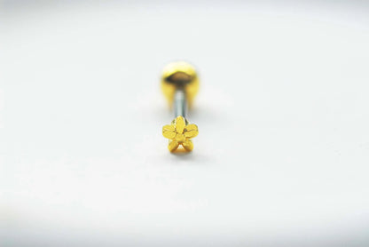 Gold Rengi Minimal Çiçek Piercing