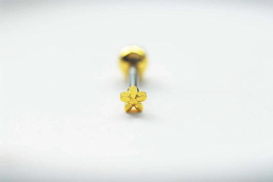 Gold Rengi Minimal Çiçek Piercing