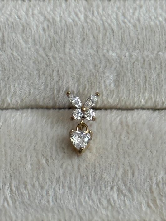 Gold Rengi Taşlı Kelebek Model Çelik Piercing