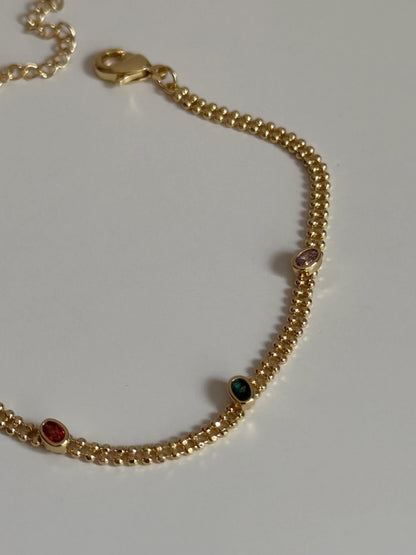 Gold Rengi Renkli Taşlı Kadın Bileklik