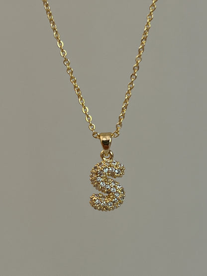Gold Rengi Zirkon Taşlı Harf Kadın Kolye
