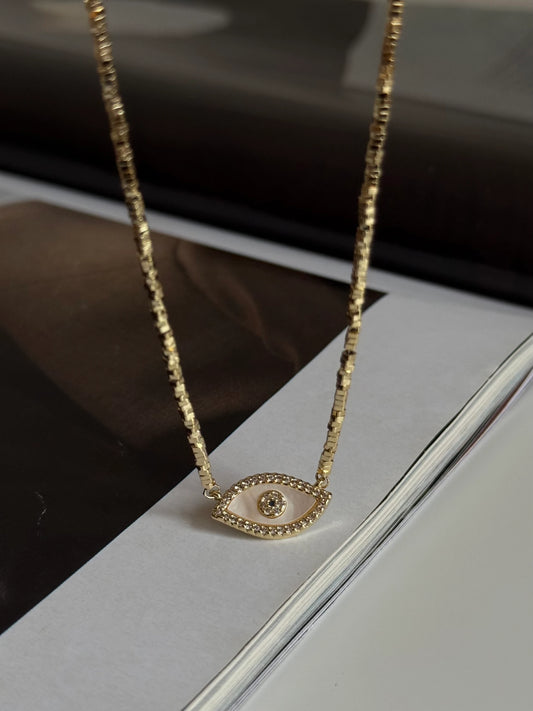 Gold Rengi Küp Küp Göz Model Kadın Kolye