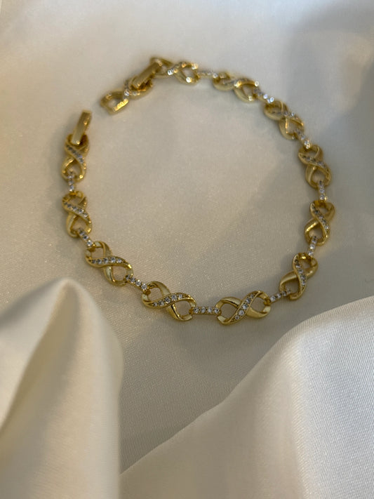 Gold Rengi Zirkon Taşlı Sonsuzluk Figürlü Xupıng Kadın Bileklik