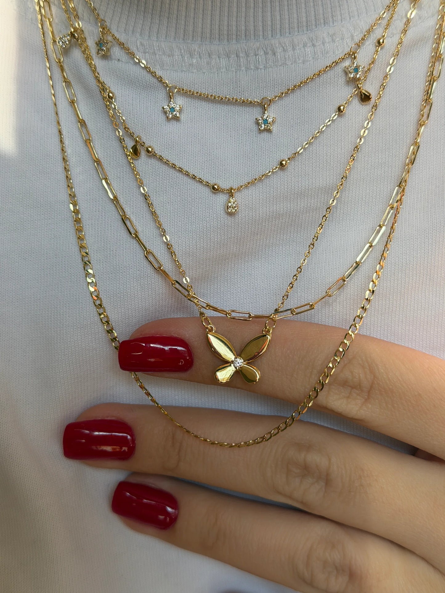 Gold Rengi Mavi Taşlı Yıldız Model Kadın Kolye