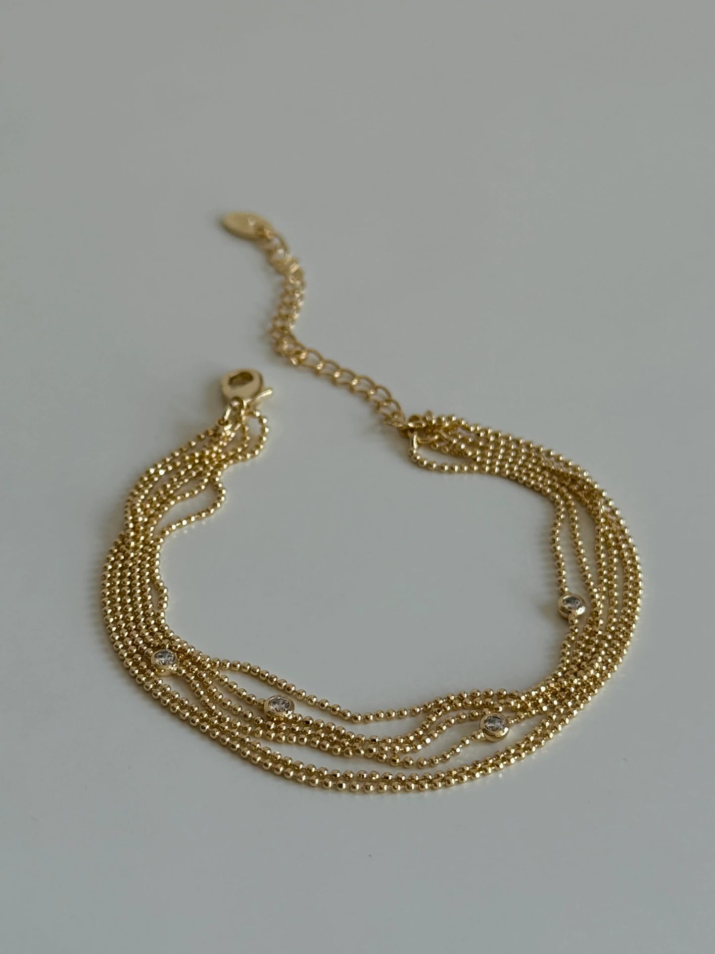 Gold Rengi Çoklu Sıra Top Top Zincir Kadın Bileklik