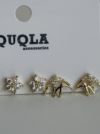 Gold Rengi Set Küpe