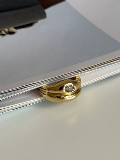 Gold Rengi Damla Taşlı İki Sıra Kadın Yüzük