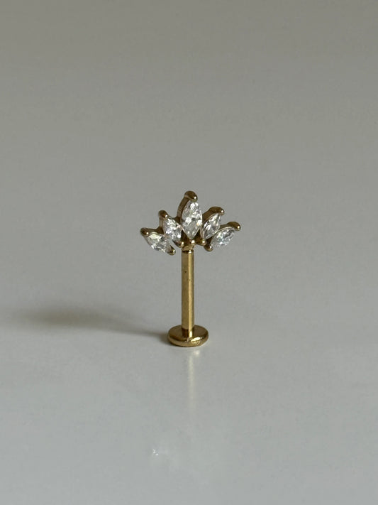 Gold Rengi Taşlı Vertical Helix Piercing