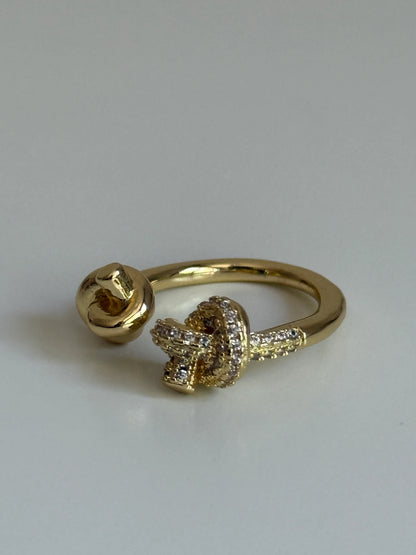 Gold Rengi İkili Düğüm Model Kadın Yüzük