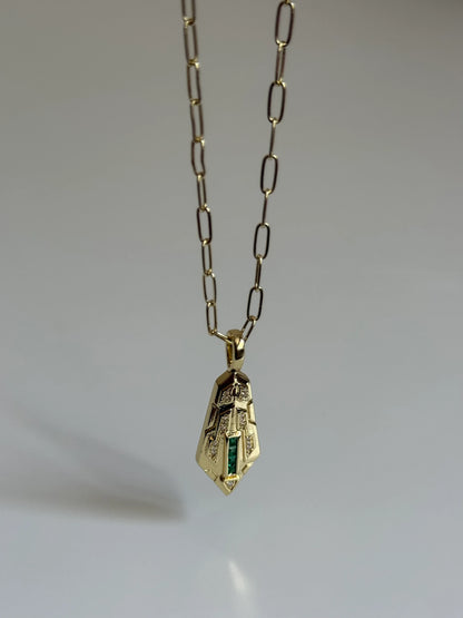 Gold Rengi Yeşil Zirkon Taşlı Kadın Kolye