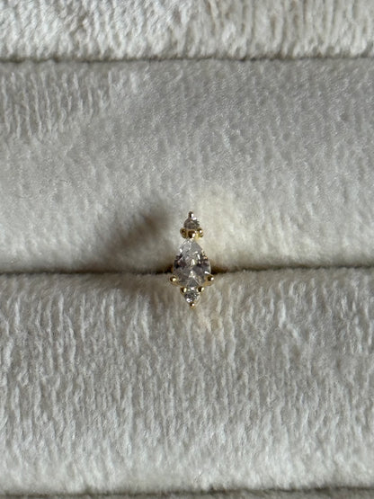 Gold Rengi 925 Ayar Gümüş Piercing