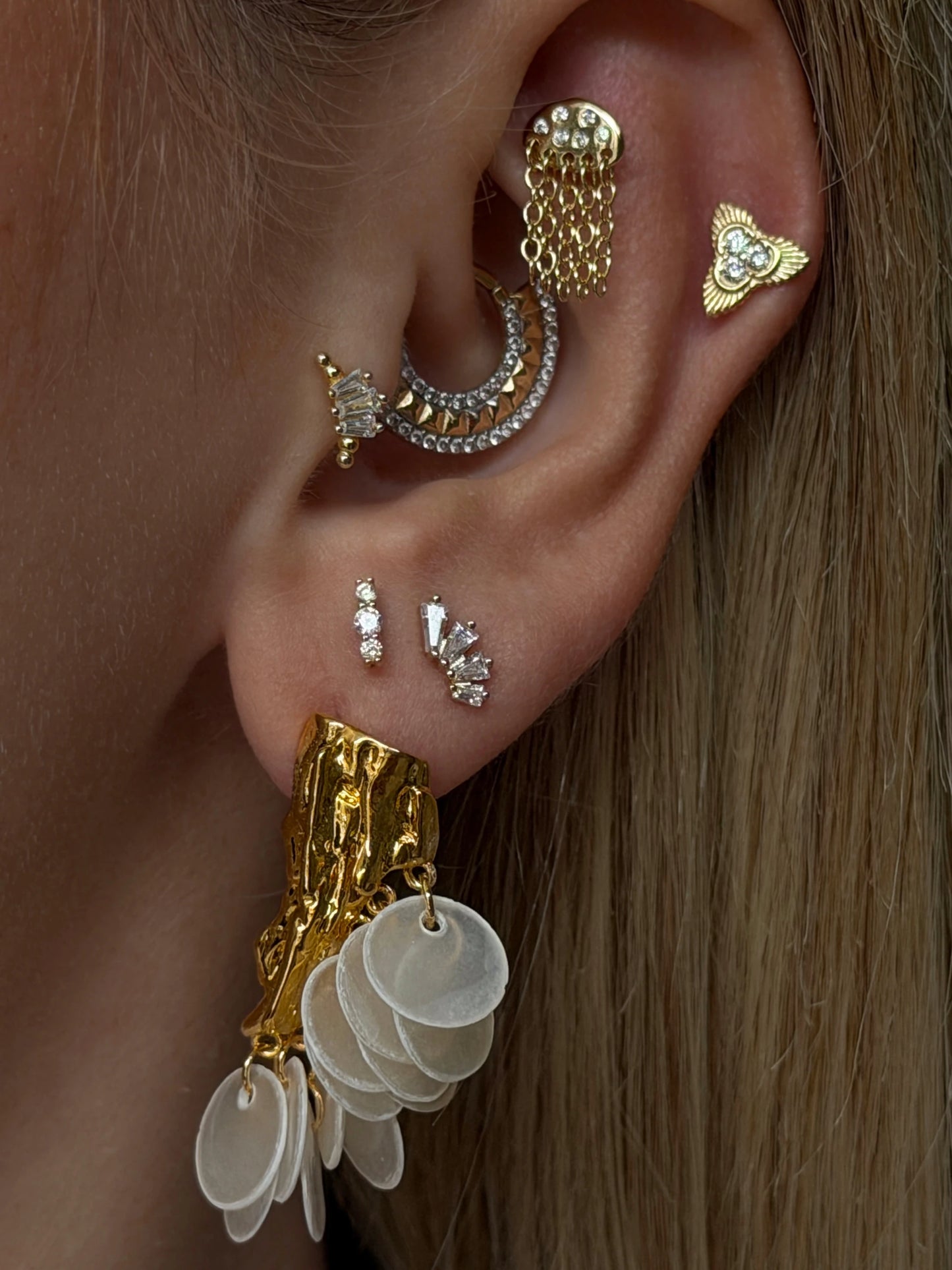 Gold Rengi 925 Ayar Gümüş Piercing
