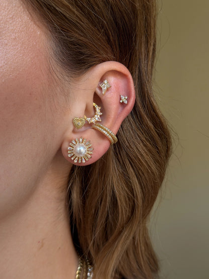 Gold Rengi Taşlı Çelik Piercing