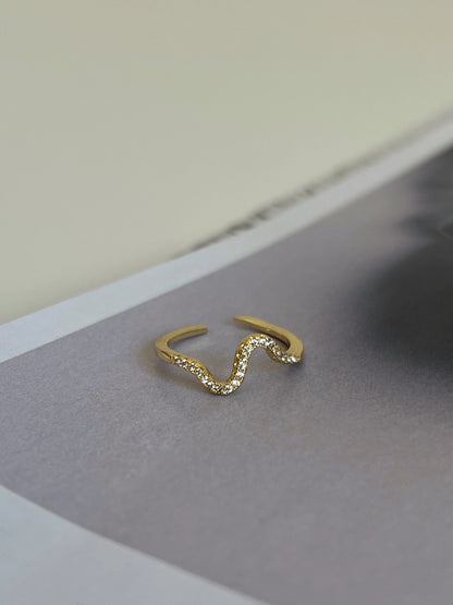 Gold Rengi Dalga Model Serçe Parmak Kadın Yüzük