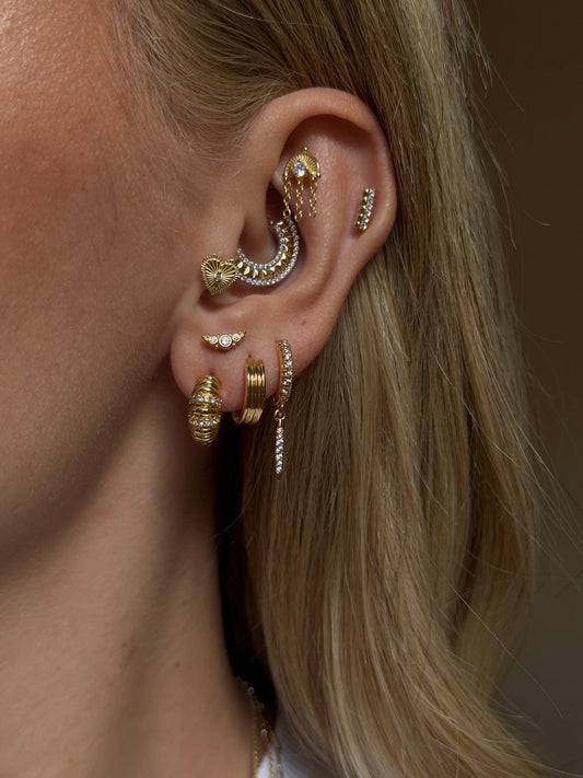 Gold Rengi 925 Ayar Gümüş Piercing