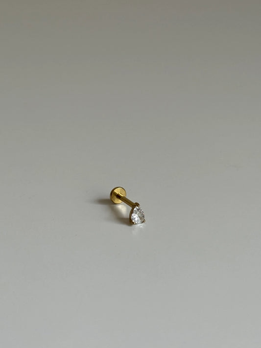 Gold Rengi Damla Taşlı Çelik Piercing