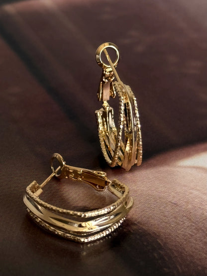 Gold Rengi Çoklu Sıra Kadın Küpe
