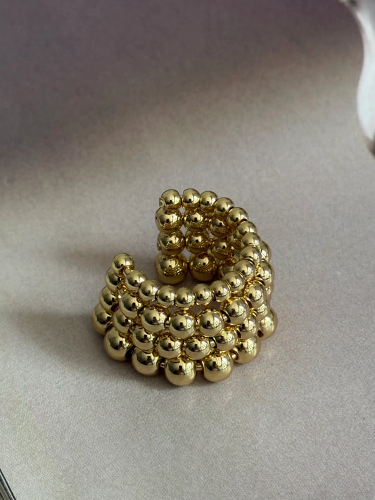 Gold Rengi Dört Sıra Top Top Kadın Kıkırdak Küpe