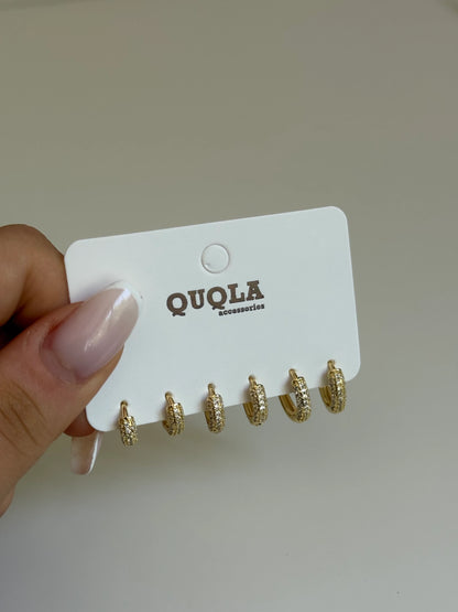 Gold Rengi Halka Model Set Küpe
