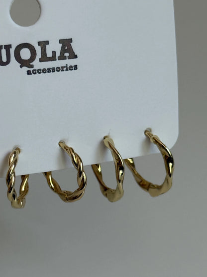 Gold Rengi Burgu Model Set Küpe