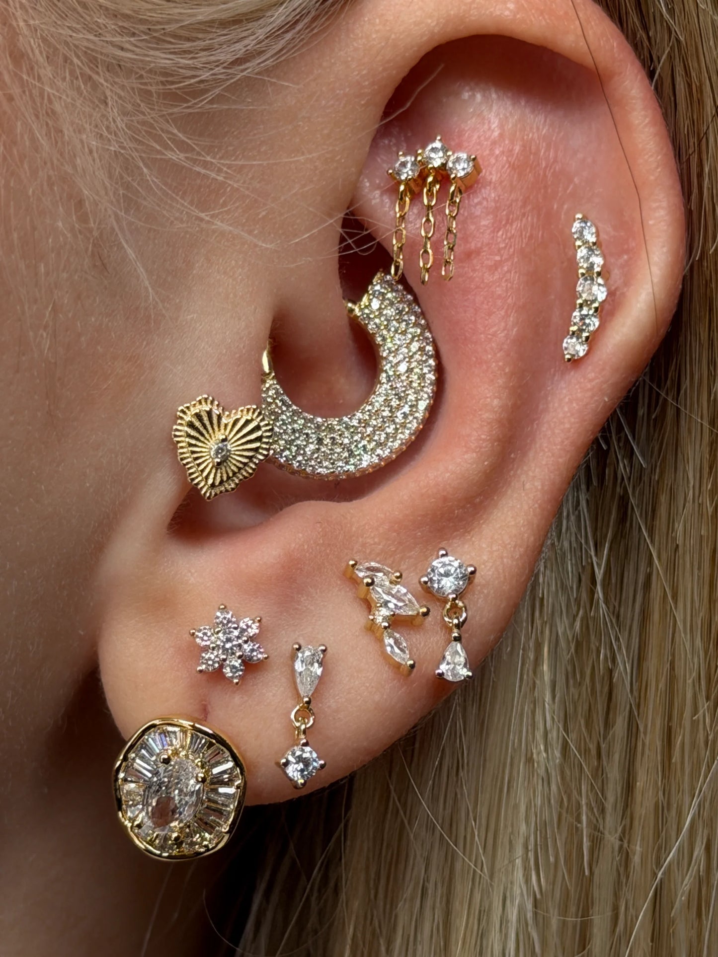 Gold Rengi 925 Ayar Gümüş Daith Piercing