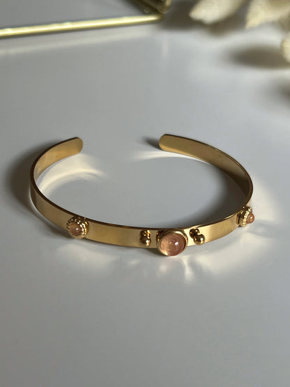 Gold Rengi Renkli Taşlı Kadın Kelepçe Bileklik
