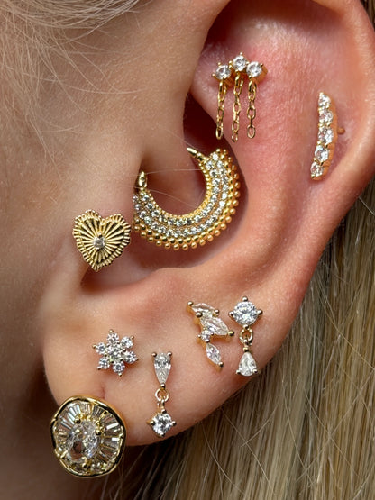 Gold Rengi 925 Ayar Gümüş Daith Piercing