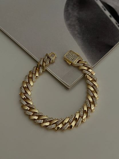 Gold Rengi Zirkon Taşlı Gurmet Zincir Kadın Bileklik