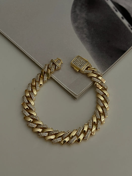 Gold Rengi Zirkon Taşlı Gurmet Zincir Kadın Bileklik