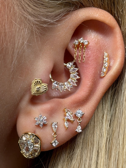 Gold Rengi 925 Ayar Gümüş Daith Piercing