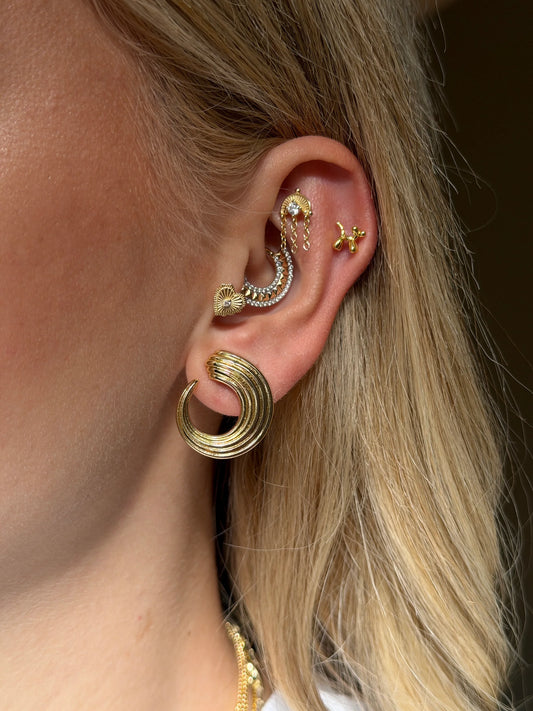 Gold Rengi 925 Ayar Gümüş Piercing