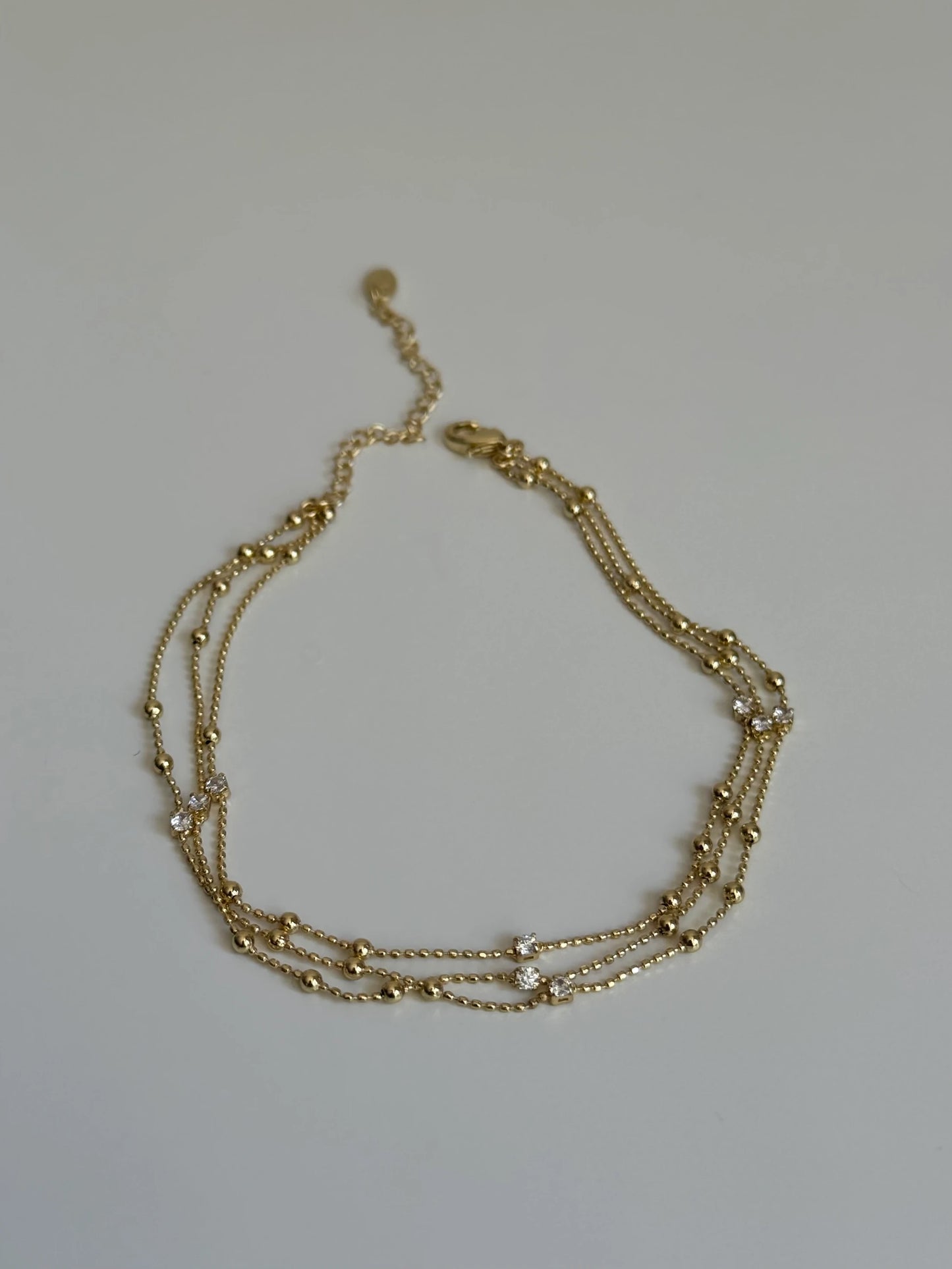 Gold Rengi Üç Sıra Top Top Kadın Halhal