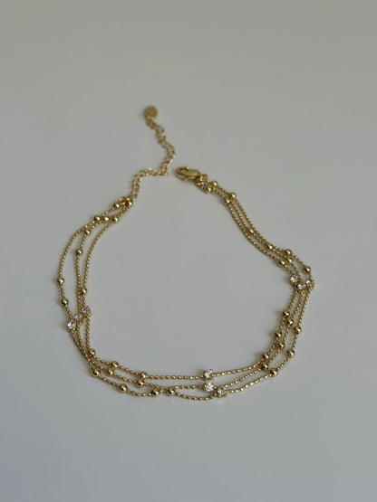 Gold Rengi Üç Sıra Top Top Kadın Halhal
