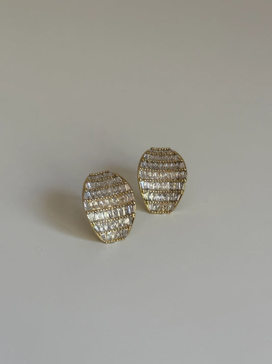 Baget Zirkon Taşlı Oval Model Kadın Küpe