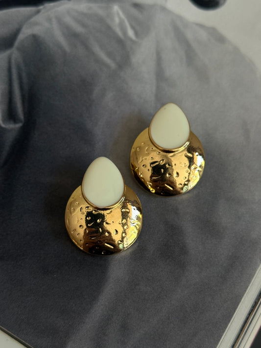 Gold Rengi Renkli Taşlı Küpe