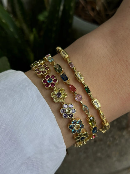 Gold Rengi Renkli Zirkon Taşlı Kadın Bieklik