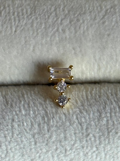 Gold Rengi 925 Ayar Gümüş Piercing