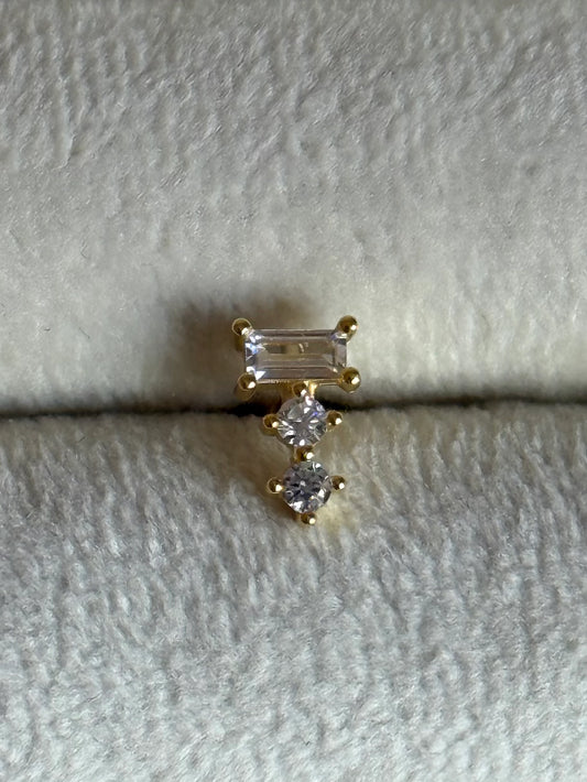 Gold Rengi 925 Ayar Gümüş Piercing