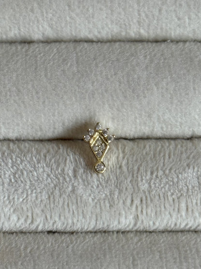 Gold Rengi 925 Ayar Gümüş Piercing