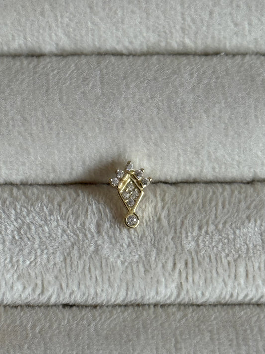 Gold Rengi 925 Ayar Gümüş Piercing