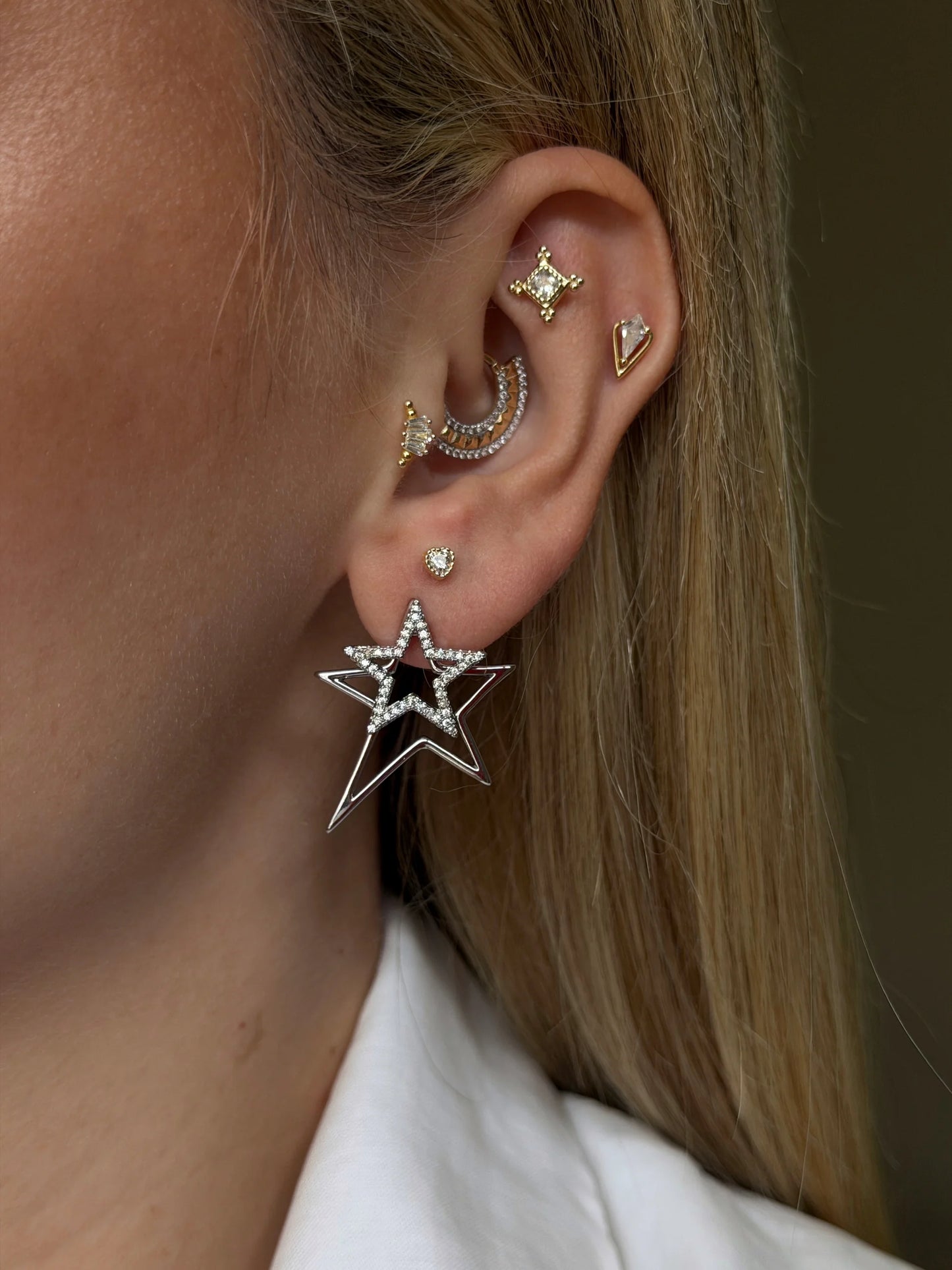 Gold Rengi 925 Ayar Gümüş Piercing