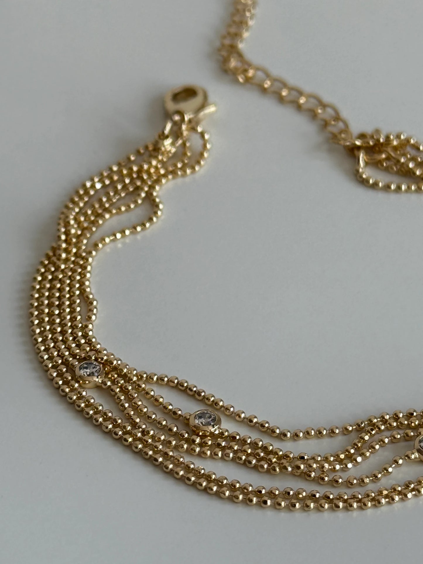 Gold Rengi Çoklu Sıra Top Top Zincir Kadın Bileklik