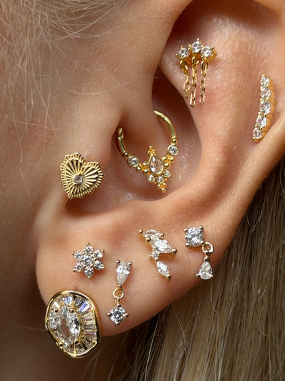Gold Rengi 925 Ayar Gümüş Daith Piercing