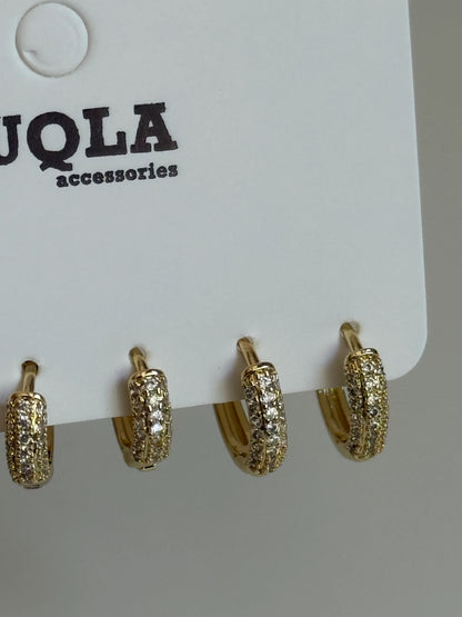 Gold Rengi Halka Model Set Küpe