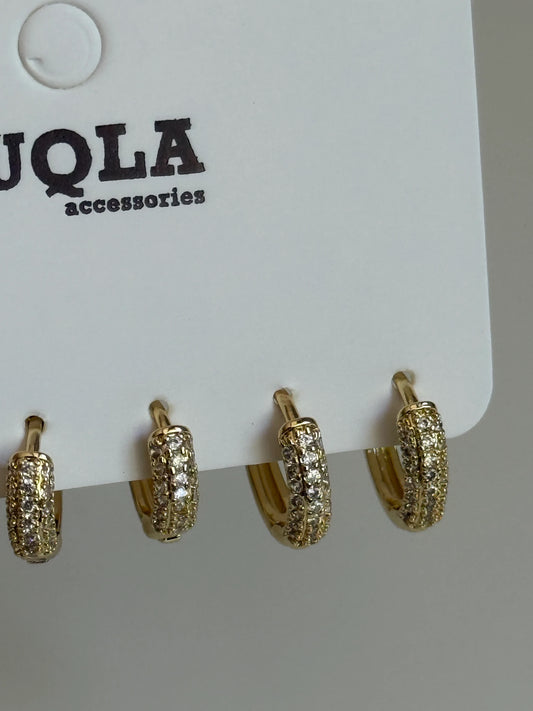 Gold Rengi Halka Model Set Küpe