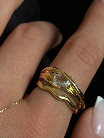 Gold Rengi Baget Taşlı Çoklu Model Kadın Yüzük