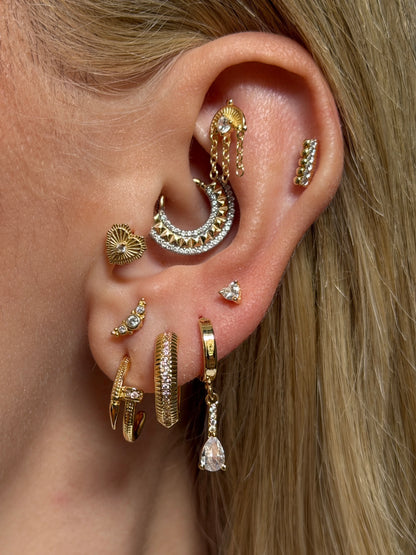Gold Rengi 925 Ayar Gümüş Piercing